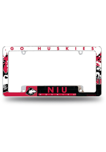 Northern Illinois Huskies Primary All Over Chrome License Plate Frame - White