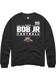 Walter Bob Jr  Rally Ohio Bobcats Mens Black Football NIL Stacked Box Long Sleeve Crew Sweatshirt