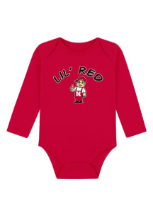 Nebraska Cornhuskers Baby Red Arched Wordmark Long Sleeve One Piece