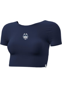 Champion UConn Huskies Womens Navy Blue Twist Back Short Sleeve T-Shirt