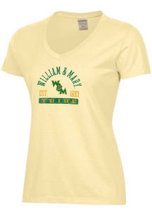 ComfortWash William & Mary Tribe Womens Yellow Garment Dyed Short Sleeve T-Shirt