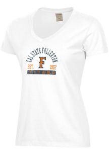ComfortWash Cal State Fullerton Titans Womens White Garment Dyed Short Sleeve T-Shirt