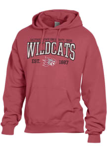 ComfortWash CSU Chico Wildcats Mens Crimson Garment Dyed Long Sleeve Hoodie