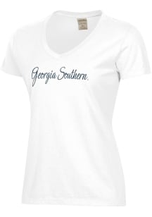 ComfortWash Georgia Southern Eagles Womens White Garment Dyed Script Short Sleeve T-Shirt