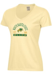 ComfortWash North Dakota State Bison Womens Yellow Garment Dyed Short Sleeve T-Shirt