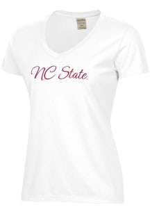 ComfortWash NC State Wolfpack Womens White Garment Dyed Script Short Sleeve T-Shirt