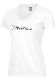 ComfortWash Providence Friars Womens White Garment Dyed Script Short Sleeve T-Shirt