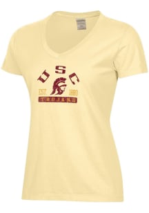 ComfortWash USC Trojans Womens Yellow Garment Dyed Short Sleeve T-Shirt