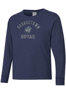 ComfortWash Georgetown Hoyas Youth Navy Blue Garment Dyed Long Sleeve T-Shirt