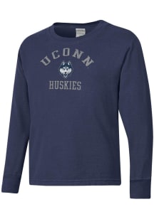 ComfortWash UConn Huskies Youth Navy Blue Garment Dyed Long Sleeve T-Shirt