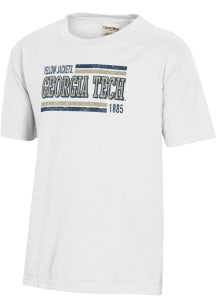 ComfortWash GA Tech Yellow Jackets Youth White Garment Dyed Short Sleeve T-Shirt