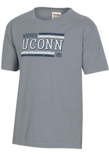 ComfortWash UConn Huskies Youth Charcoal Garment Dyed Short Sleeve T-Shirt