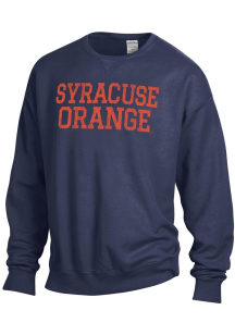 ComfortWash Syracuse Orange Mens Navy Blue Garment Dyed Long Sleeve Crew Sweatshirt