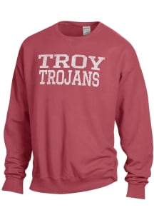 ComfortWash Troy Trojans Mens Crimson Garment Dyed Long Sleeve Crew Sweatshirt