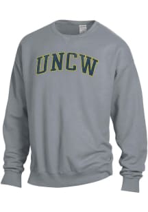 ComfortWash UNCW Seahawks Mens Charcoal Garment Dyed Long Sleeve Crew Sweatshirt