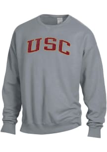 ComfortWash USC Trojans Mens Charcoal Garment Dyed Long Sleeve Crew Sweatshirt