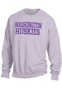ComfortWash Washington Huskies Mens Lavender Garment Dyed Long Sleeve Crew Sweatshirt