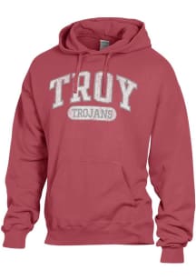 ComfortWash Troy Trojans Mens Crimson Garment Dyed Long Sleeve Hoodie
