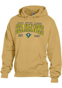 ComfortWash UNCW Seahawks Mens Gold Garment Dyed Long Sleeve Hoodie