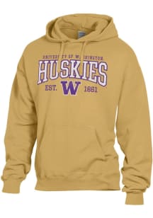 ComfortWash Washington Huskies Mens Gold Garment Dyed Long Sleeve Hoodie