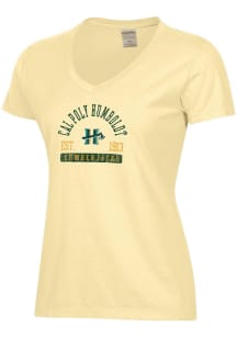 ComfortWash Cal Poly Humboldt Lumberjacks Womens Yellow Garment Dyed Short Sleeve T-Shirt