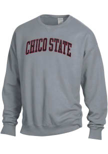 ComfortWash CSU Chico Wildcats Mens Charcoal Garment Dyed Long Sleeve Crew Sweatshirt