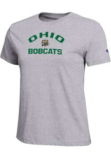 Champion Ohio Bobcats Womens Grey Name and Mascot Core Short Sleeve T-Shirt