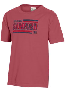 ComfortWash Samford University Bulldogs Youth Crimson Garment Dyed Short Sleeve T-Shirt