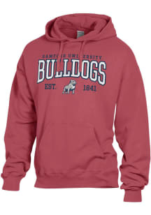 ComfortWash Samford University Bulldogs Mens Crimson Garment Dyed Long Sleeve Hoodie