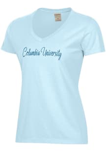 ComfortWash Columbia University Lions Womens Light Blue Script Garment Dyed Short Sleeve T-Shirt