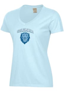 ComfortWash Columbia University Lions Womens Light Blue Logo Garment Dyed Short Sleeve T-Shirt
