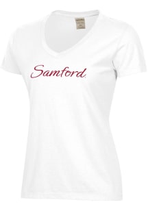 ComfortWash Samford University Bulldogs Womens White Script Garment Dyed Short Sleeve T-Shirt