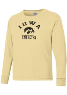 ComfortWash Iowa Hawkeyes Youth Yellow Garment Dyed Long Sleeve T-Shirt