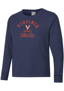 ComfortWash Virginia Cavaliers Youth Navy Blue Garment Dyed Long Sleeve T-Shirt
