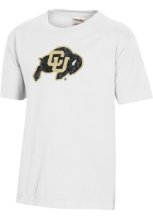 ComfortWash Colorado Buffaloes Youth White Garment Dyed Short Sleeve T-Shirt