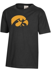 ComfortWash Iowa Hawkeyes Youth Black Garment Dyed Short Sleeve T-Shirt