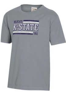 ComfortWash K-State Wildcats Youth Charcoal Garment Dyed Short Sleeve T-Shirt