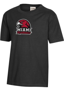 ComfortWash Miami RedHawks Youth Black Garment Dyed Short Sleeve T-Shirt