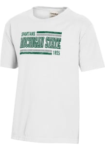 ComfortWash Michigan State Spartans Youth White Garment Dyed Short Sleeve T-Shirt
