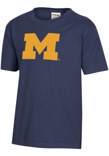 ComfortWash Michigan Wolverines Youth Navy Blue Garment Dyed Short Sleeve T-Shirt