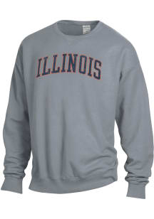 ComfortWash Illinois Fighting Illini Mens Charcoal Garment Dyed Long Sleeve Crew Sweatshirt