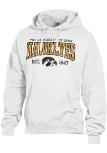 ComfortWash Iowa Hawkeyes Mens White Garment Dyed Long Sleeve Hoodie