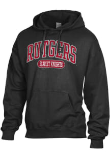 ComfortWash Rutgers Scarlet Knights Mens Black Garment Dyed Long Sleeve Hoodie