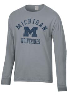ComfortWash Michigan Wolverines Charcoal Garment Dyed Long Sleeve T Shirt