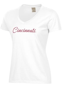 ComfortWash Cincinnati Bearcats Womens White Script Garment Dyed Short Sleeve T-Shirt