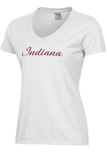 ComfortWash Indiana Hoosiers Womens White Script Garment Dyed Short Sleeve T-Shirt