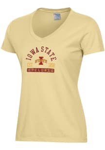 ComfortWash Iowa State Cyclones Womens Yellow Garment Dyed Short Sleeve T-Shirt