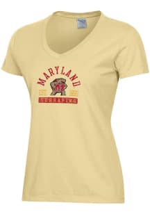 ComfortWash Maryland Terrapins Womens Yellow Garment Dyed Short Sleeve T-Shirt