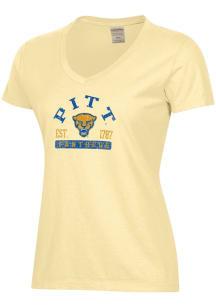 ComfortWash Pitt Panthers Womens Yellow Garment Dyed Short Sleeve T-Shirt