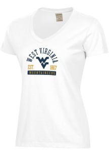 ComfortWash West Virginia Mountaineers Womens White Garment Dyed Short Sleeve T-Shirt
